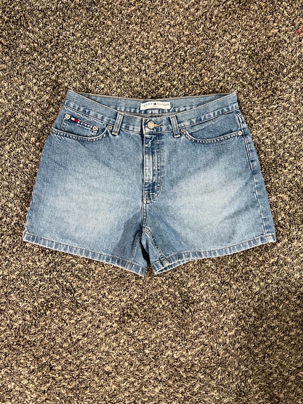 Tommy Hilfiger Y2K Boyfriend Classic Blue Denim Shorts Western Cowgirl Festival